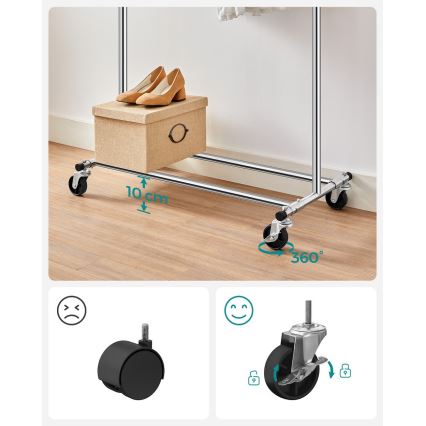 Mobilný stojanový vešiak LINEA strieborný