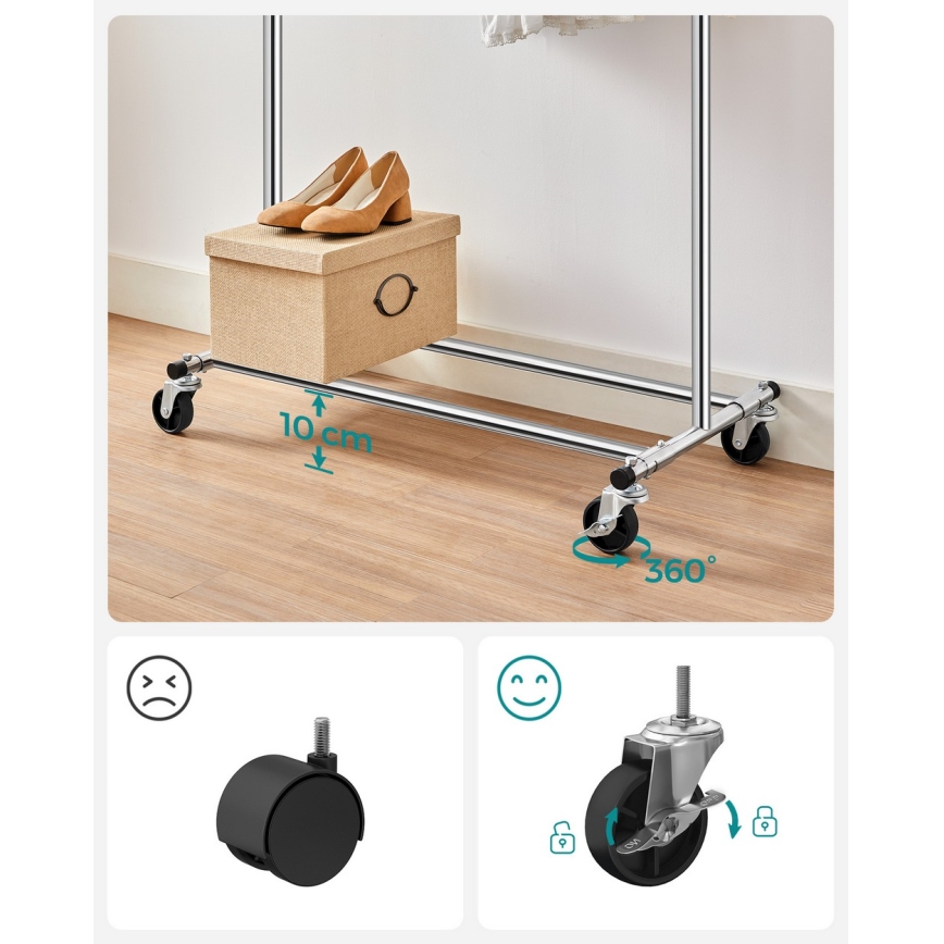 Mobilný stojanový vešiak LINEA strieborný