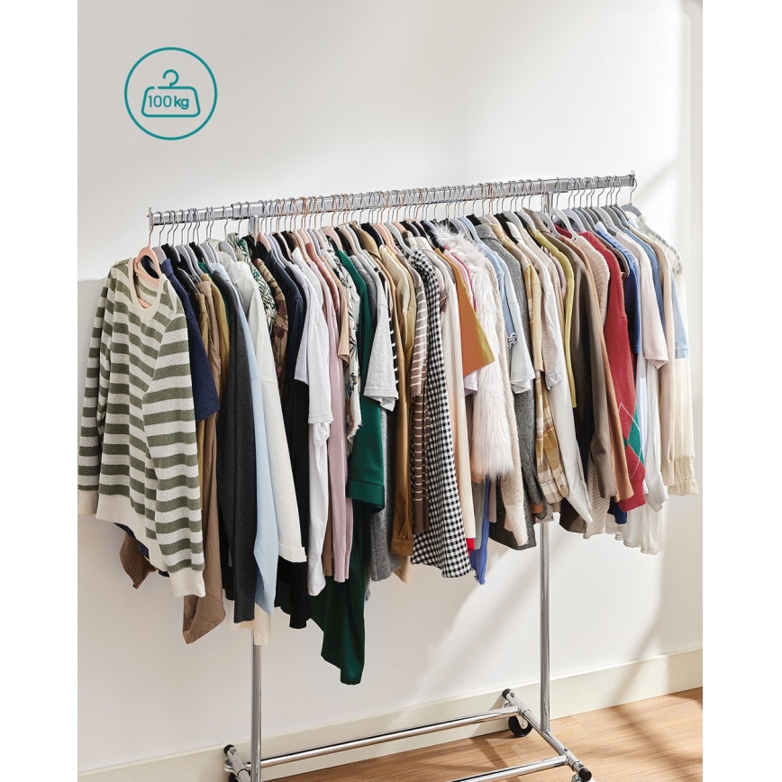 Mobilný stojanový vešiak LINEA strieborný