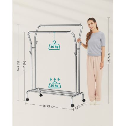 Mobilný stojanový vešiak LINEA strieborný