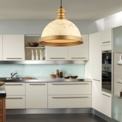 MONZA závesné svietidlo 1xE27/40W/230V priemer 29 cm krémová/bronzo