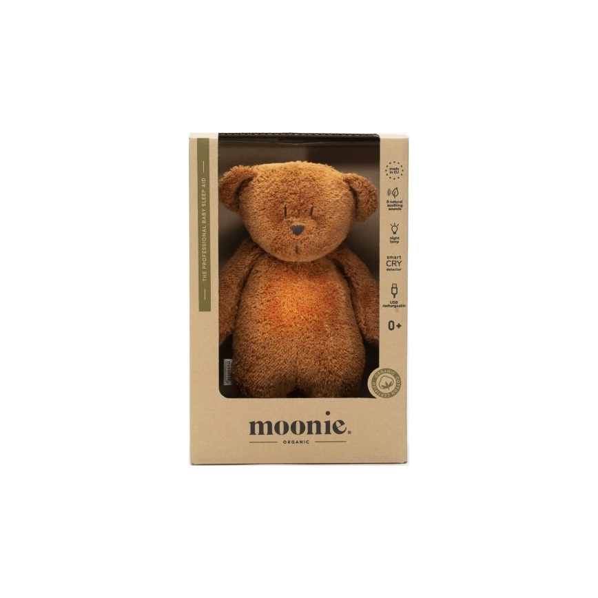 Moonie - Uspávadlo s melódiou a svetlom medvedík 2.0 organic caramel