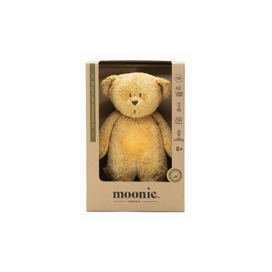 Moonie - Uspávadlo s melódiou a svetlom medvedík organic honey natur