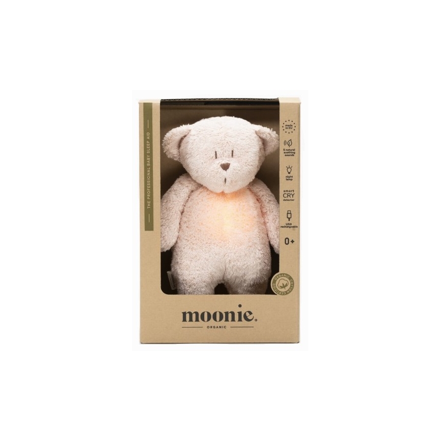 Moonie - Uspávadlo s melódiou a svetlom medvedík organic rose natur