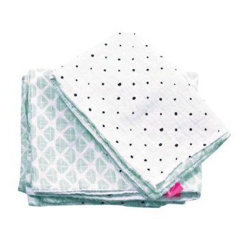 MOTHERHOOD - Obliečky bavlnené mušelínové do postieľky Pro-Washed 2-dieľne modrá