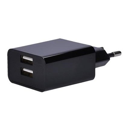 Nabíjací adaptér 2xUSB/3100mA/230V čierna