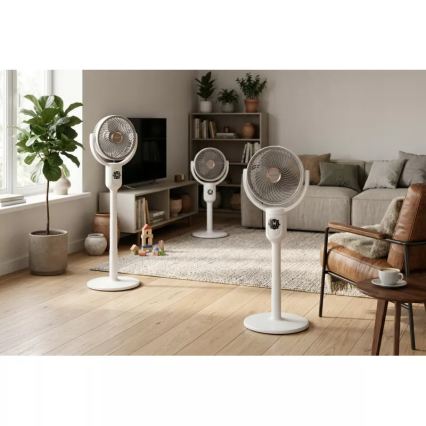 LED nabíjací stojanový ventilátor s LED osvetlením LED/4,8W/5V USB 7200 mAh biela + diaľkové ovládanie
