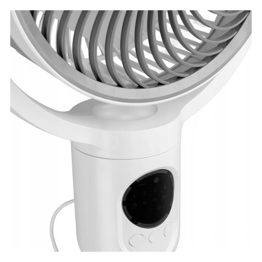 LED nabíjací stojanový ventilátor s LED osvetlením LED/4,8W/5V USB 7200 mAh biela + diaľkové ovládanie