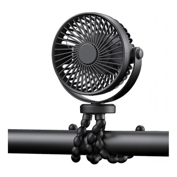 Nabíjací stolný ventilátor 3W/5V 1200 mAh čierny