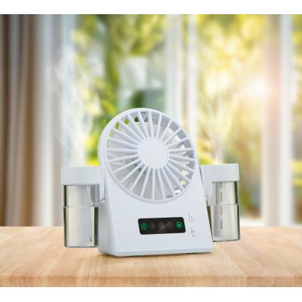 Nabíjací stolný ventilátor s funkciou hmly 3,7V 1200 mAh