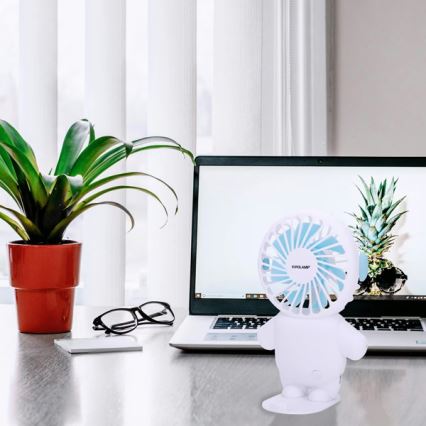 Nabíjací vreckový ventilátor 4,5W/5V 500 mAh biela/modrá