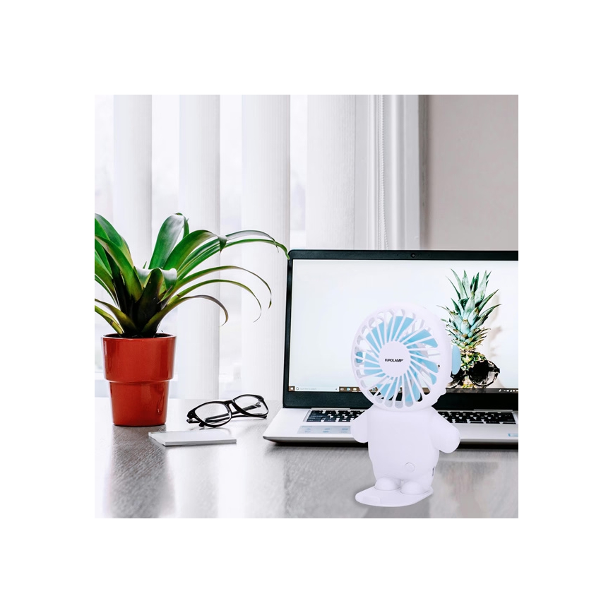 Nabíjací vreckový ventilátor 4,5W/5V 500 mAh biela/modrá