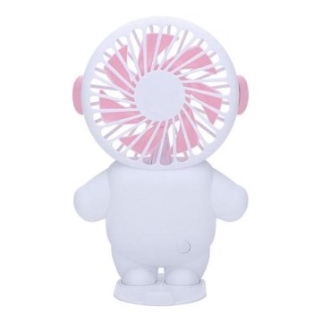 Nabíjací vreckový ventilátor 4,5W/5V 500 mAh biela/ružová