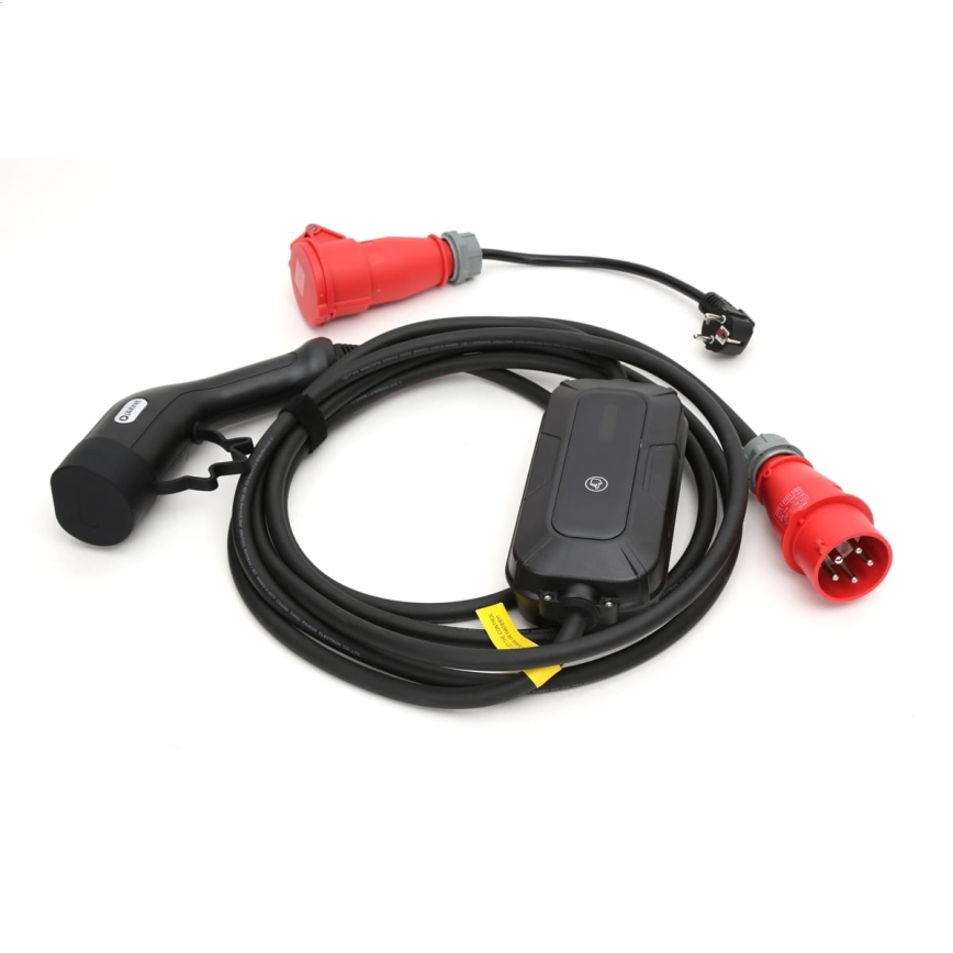 Cestovná nabíjacia stanica pre elektromobily EV/PHEV AC Type 2 32 A/400 V 22 kW IP55 7 m + adaptér 230 V 3,7 kW + puzdro