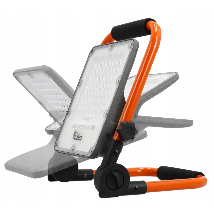 Nabíjateľný LED reflektor so stojanom, 50 W, 3,2 V, 4500 K, 5000 mAh, IP65, oranžový