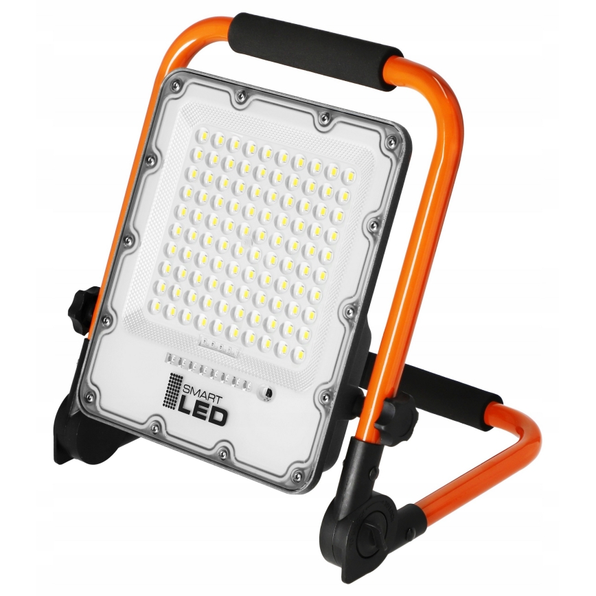 Nabíjateľný LED reflektor so stojanom, 50 W, 3,2 V, 4500 K, 5000 mAh, IP65, oranžový