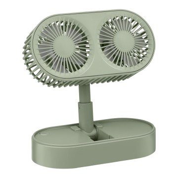 Nabíjateľný stolový ventilátor 3,7 V, 1200 mAh, zelený