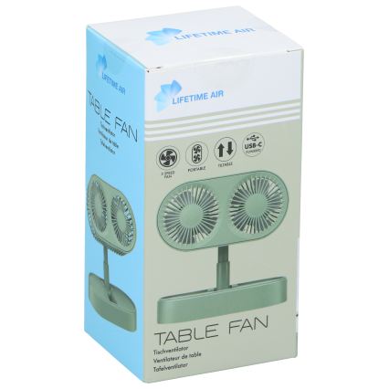 Nabíjateľný stolový ventilátor 3,7 V, 1200 mAh, zelený