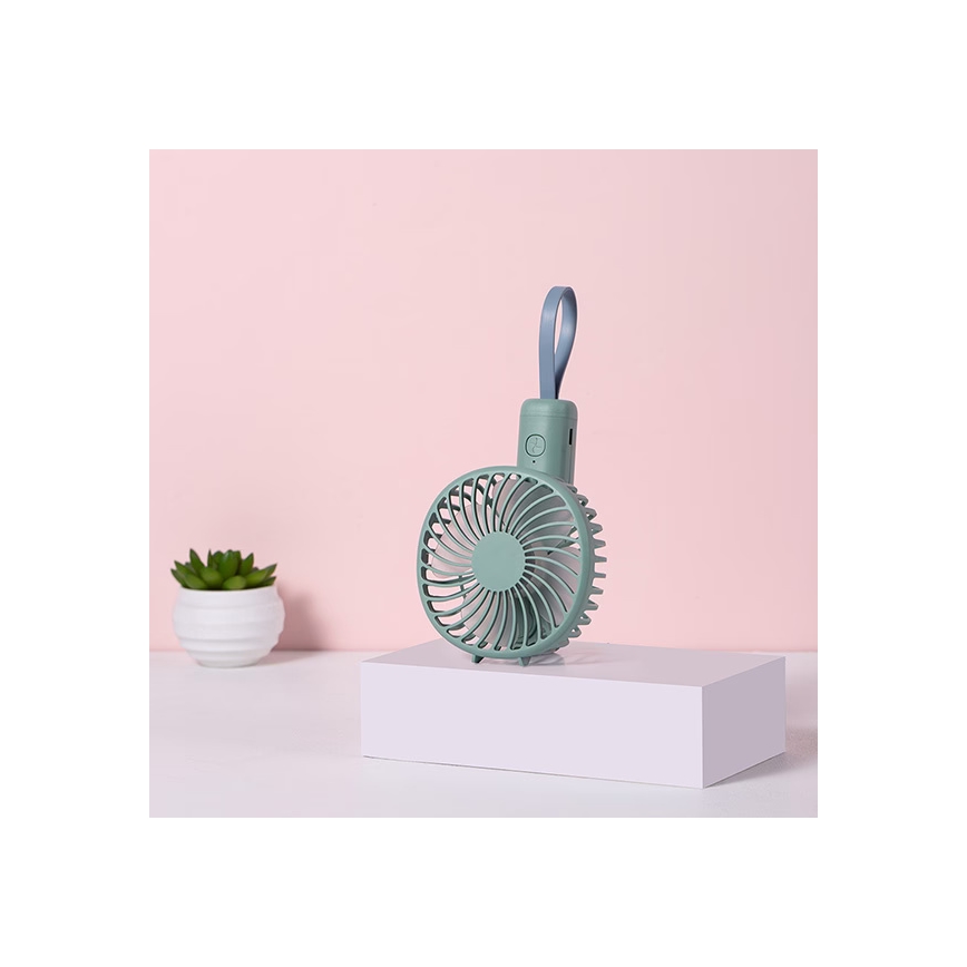 Nabíjateľný vreckový ventilátor 5W/5V 1200 mAh tyrkysový
