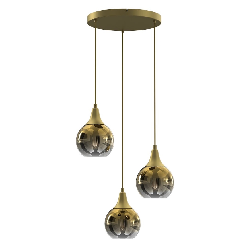 Náhradné sklo k lustru a nástennému svietidlu MONTE E27 pr. 15 cm zlatá/dymová