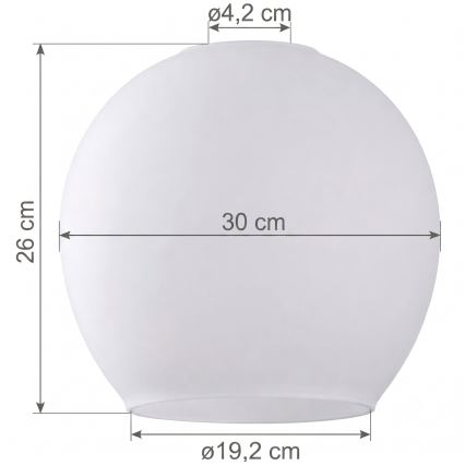 Náhradné sklo pre luster KULA E27, priemer 30 cm, biele