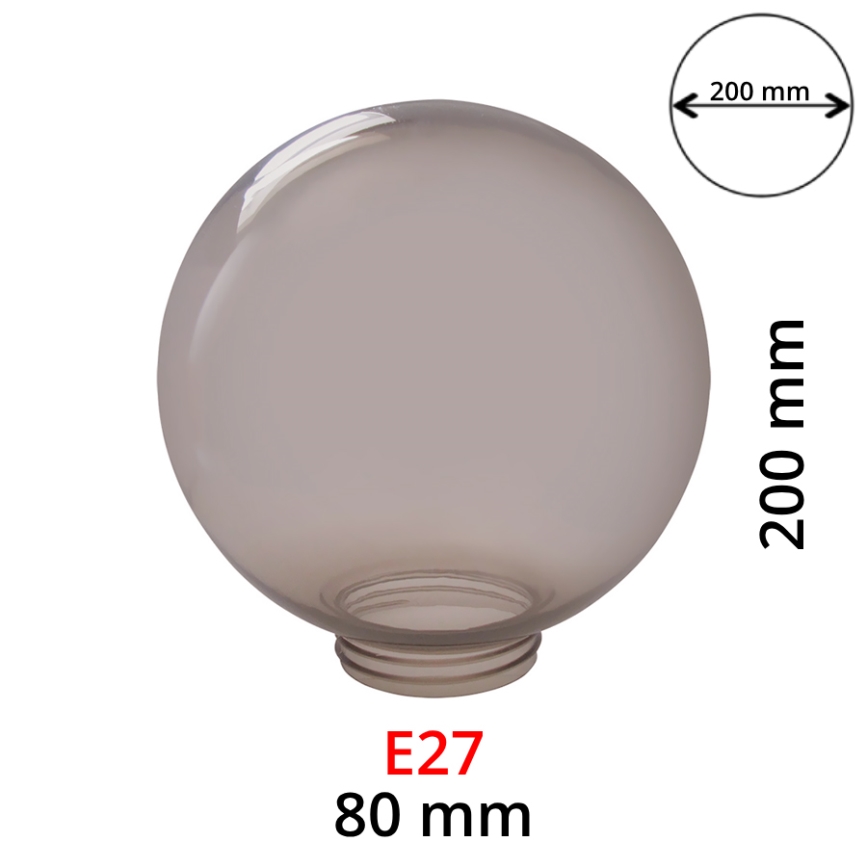 Náhradné tienidlo k nástennému svietidlu dymové pre svietidlá E27 pr. 20 cm