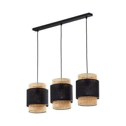 Náhradné tienidlo k stolovej lampe a lustru BOHO E27 pr. 20 cm ratan/čierna