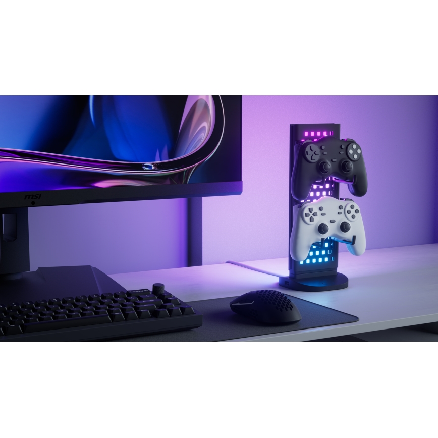 Nanoleaf - LED RGBIC Stmievateľná nabíjacia stolná stanice 5V 2700-6500K čierna