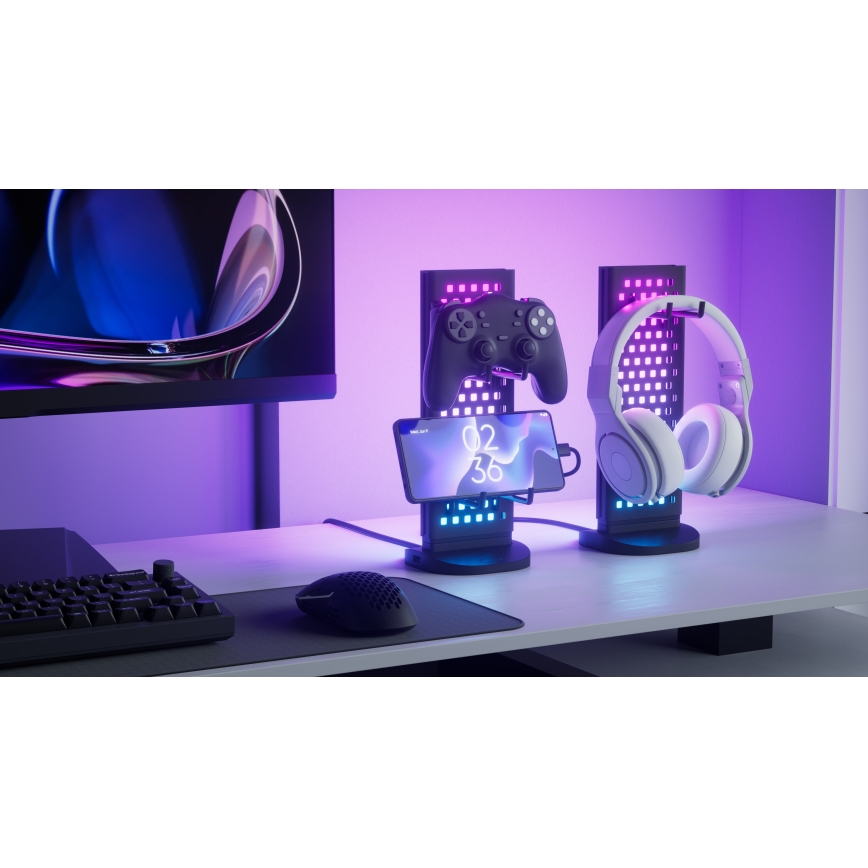 Nanoleaf - LED RGBIC Stmievateľná nabíjacia stolná stanice 5V 2700-6500K čierna