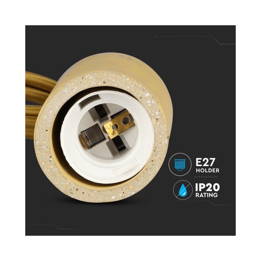 Napájací kábel 1xE27/60W/230V betón/béžová