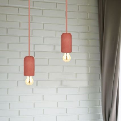 Napájací kábel 1xE27/60W/230V betón/červená