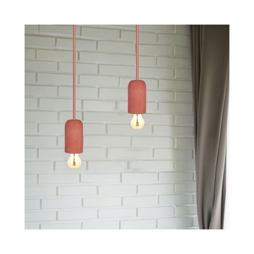 Napájací kábel 1xE27/60W/230V betón/červená