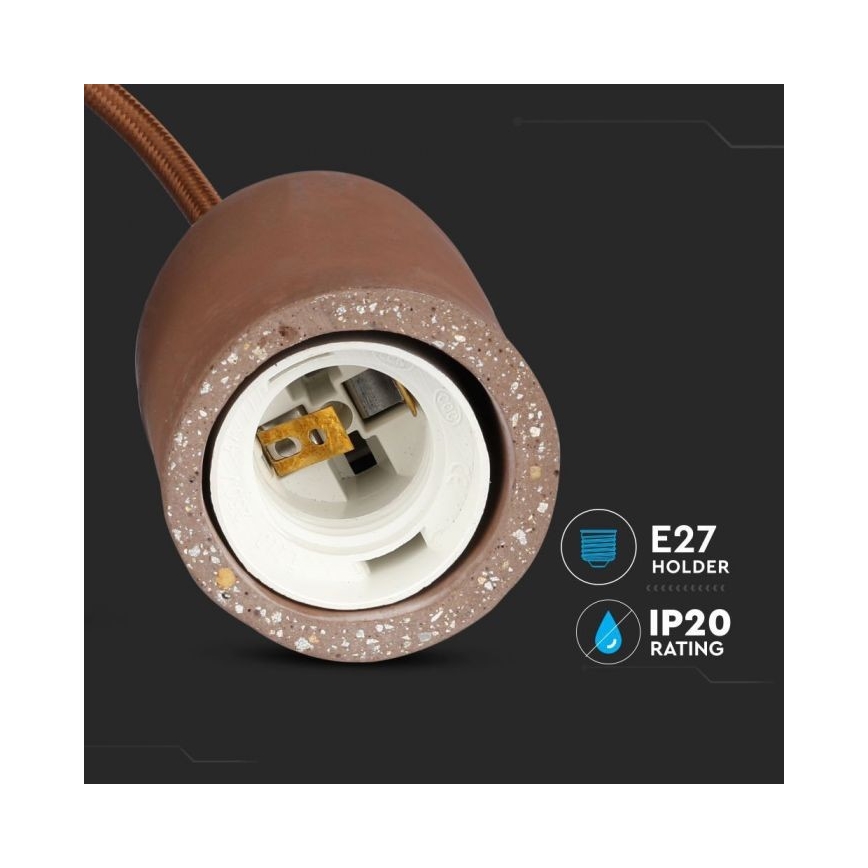 Napájací kábel 1xE27/60W/230V betón/hnedá