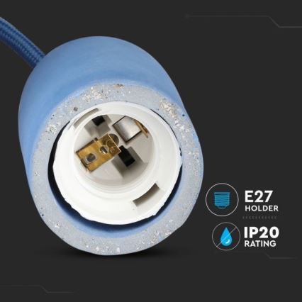 Napájací kábel 1xE27/60W/230V betón/modrá
