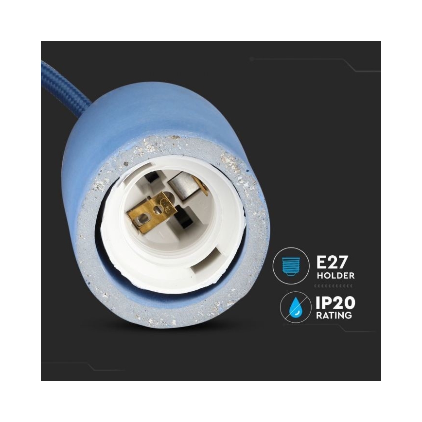 Napájací kábel 1xE27/60W/230V betón/modrá