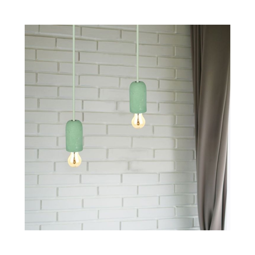 Napájací kábel 1xE27/60W/230V betón/zelená