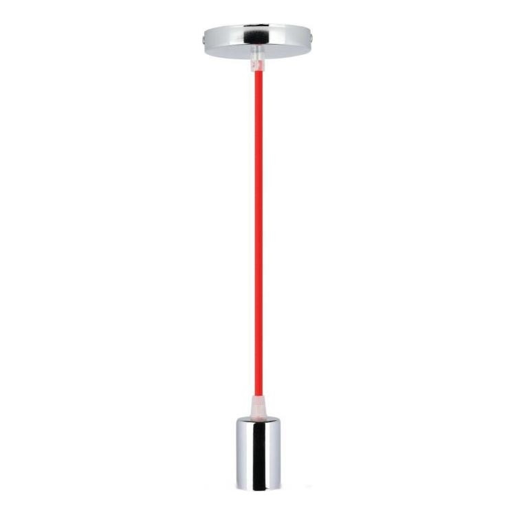 Napájací kábel 1xE27/60W/230V červená/lesklý chróm