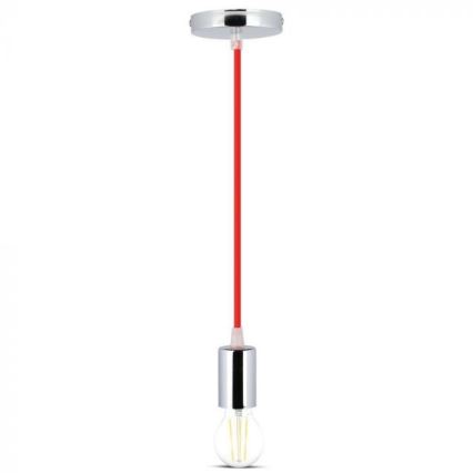 Napájací kábel 1xE27/60W/230V červená/lesklý chróm