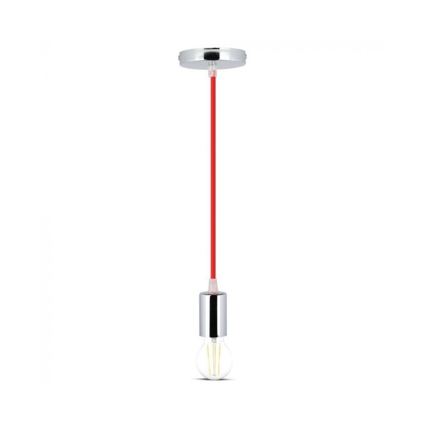 Napájací kábel 1xE27/60W/230V červená/lesklý chróm