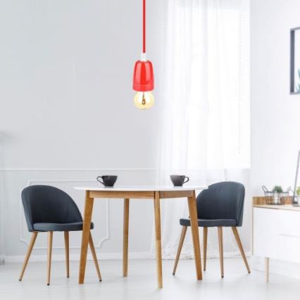 Napájací kábel 1xE27/60W/230V červená/porcelán