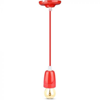 Napájací kábel 1xE27/60W/230V červená/porcelán
