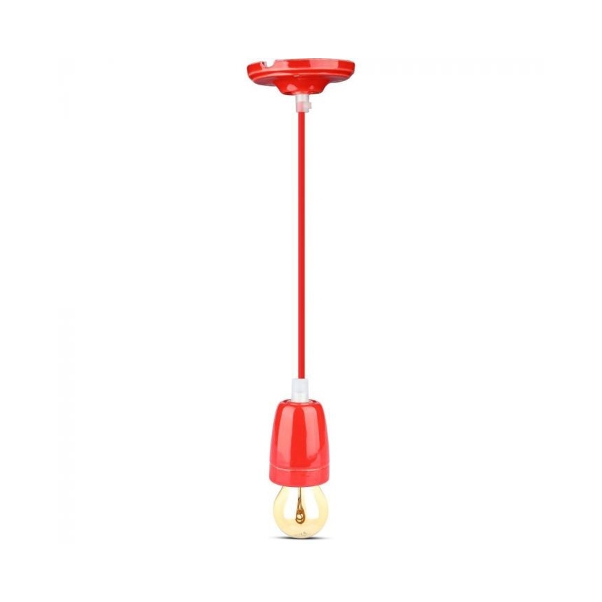 Napájací kábel 1xE27/60W/230V červená/porcelán
