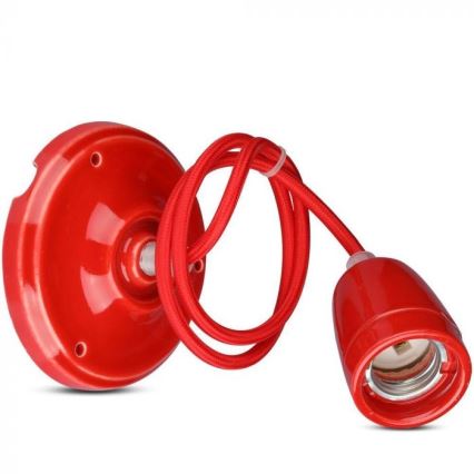 Napájací kábel 1xE27/60W/230V červená/porcelán