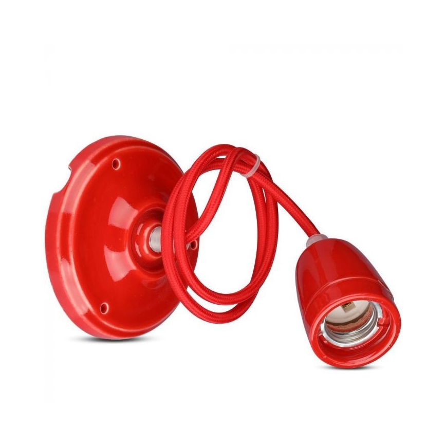 Napájací kábel 1xE27/60W/230V červená/porcelán