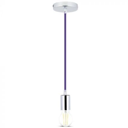 Napájací kábel 1xE27/60W/230V fialová/lesklý chróm