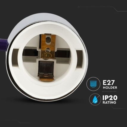 Napájací kábel 1xE27/60W/230V fialová/lesklý chróm
