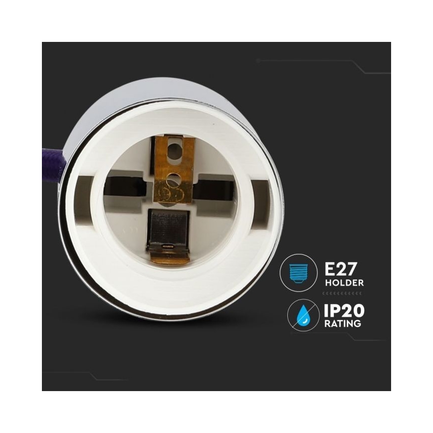 Napájací kábel 1xE27/60W/230V fialová/lesklý chróm