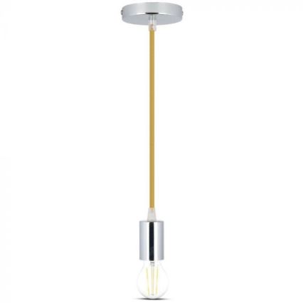 Napájací kábel 1xE27/60W/230V hnedá/lesklý chróm