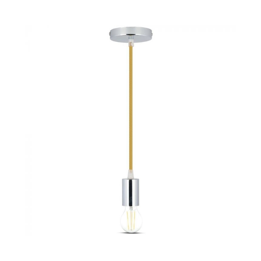 Napájací kábel 1xE27/60W/230V hnedá/lesklý chróm