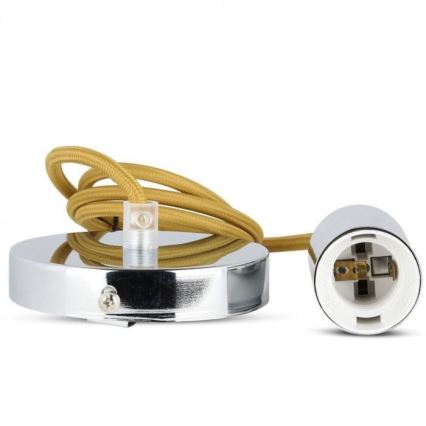Napájací kábel 1xE27/60W/230V hnedá/lesklý chróm